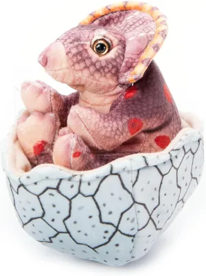 The Petting Zoo Hatchling Triceratops Dinosaur Stuffed Animal Plushie, Gift for Kids, Dinosaur Animals, Brown Dinosaur Plush Toy 8 inches