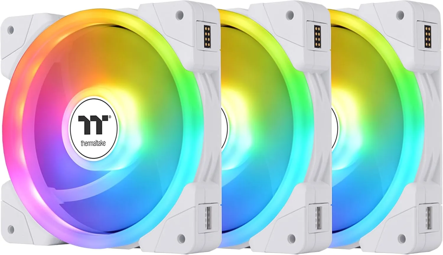Thermaltake SWAFAN EX 12 ARGB PC Cooling Fan White, 3-Fan pcak, 500~2000 RPM, Magnetic Connection, Reversable Blades, sync with MB RGB Software, CL-F169-PL12SW-A, White