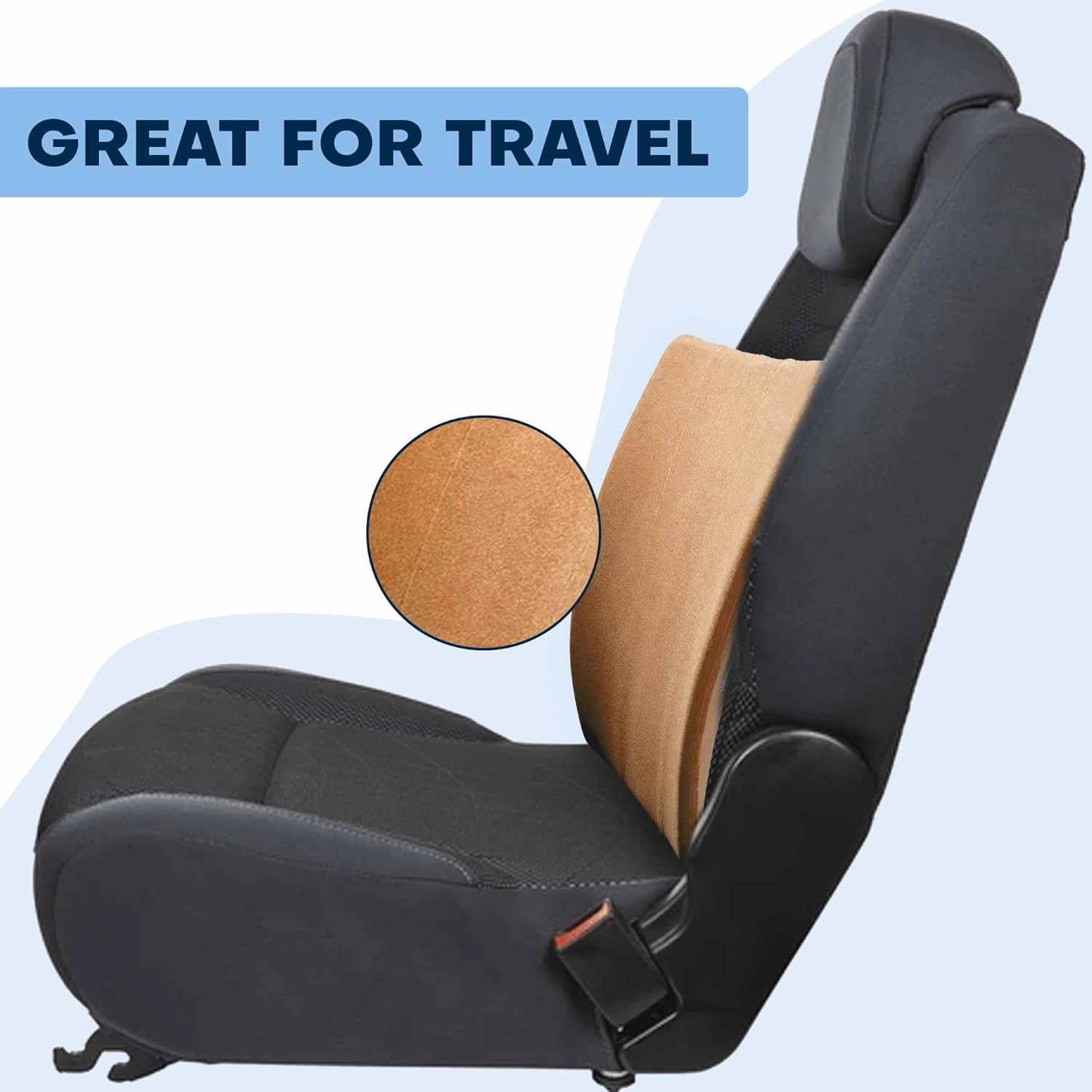 Thin Ergonomic Bucket Seat Lower Lumbar Back Support Pillow Cushion for Office Chair, Car, Truck, Wheelchair, Gaming Chair and Recliner for Pain Relief Made in USA.Beige