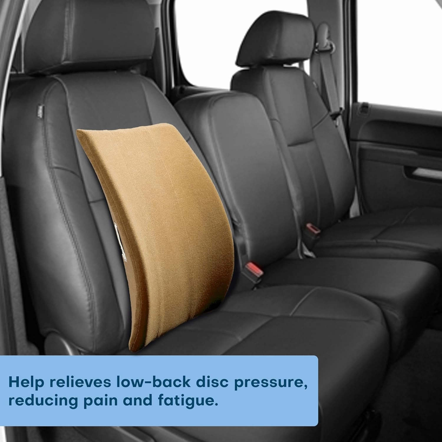 Thin Ergonomic Bucket Seat Lower Lumbar Back Support Pillow Cushion for Office Chair, Car, Truck, Wheelchair, Gaming Chair and Recliner for Pain Relief Made in USA.Beige