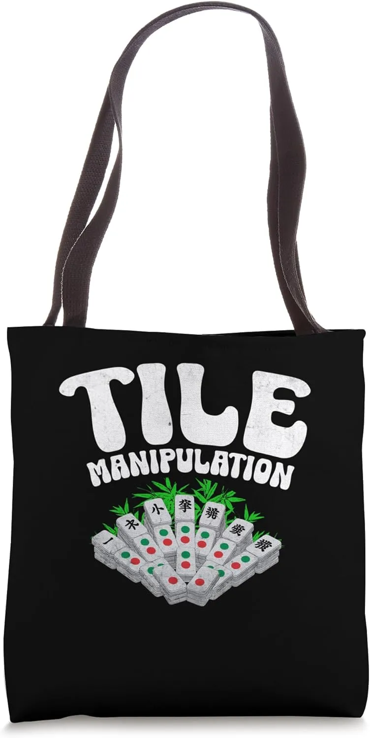Tile Manipulation Tile Game Mahjong Player Fold Retirement Tote Bag