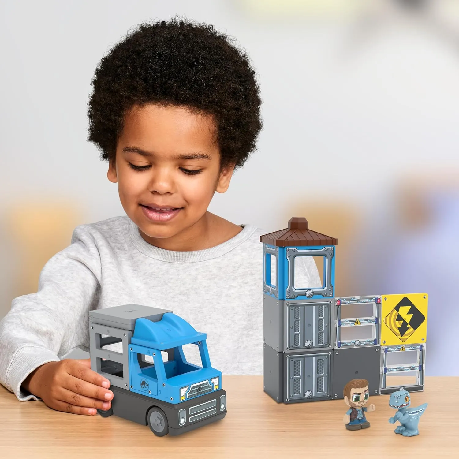 Tile Town Jurassic World Dino Rescue Magnetic Tiles Building Set   Figures   Car, Kids 3-5 , New Action Tiles for Action Play, Realistic Builds, STEM Creative Toy