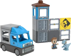 Tile Town Jurassic World Dino Rescue Magnetic Tiles Building Set   Figures   Car, Kids 3-5 , New Action Tiles for Action Play, Realistic Builds, STEM Creative Toy