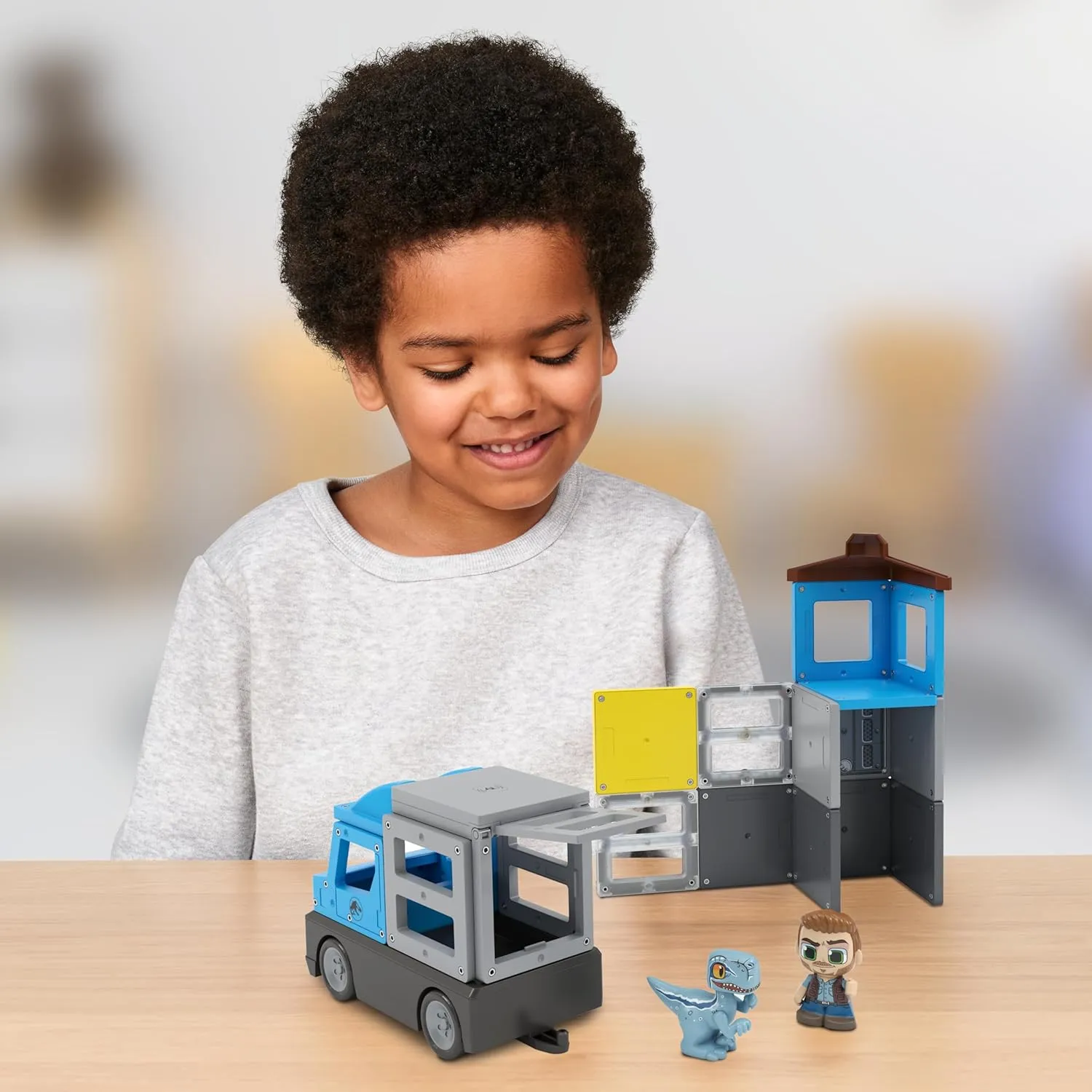 Tile Town Jurassic World Dino Rescue Magnetic Tiles Building Set   Figures   Car, Kids 3-5 , New Action Tiles for Action Play, Realistic Builds, STEM Creative Toy
