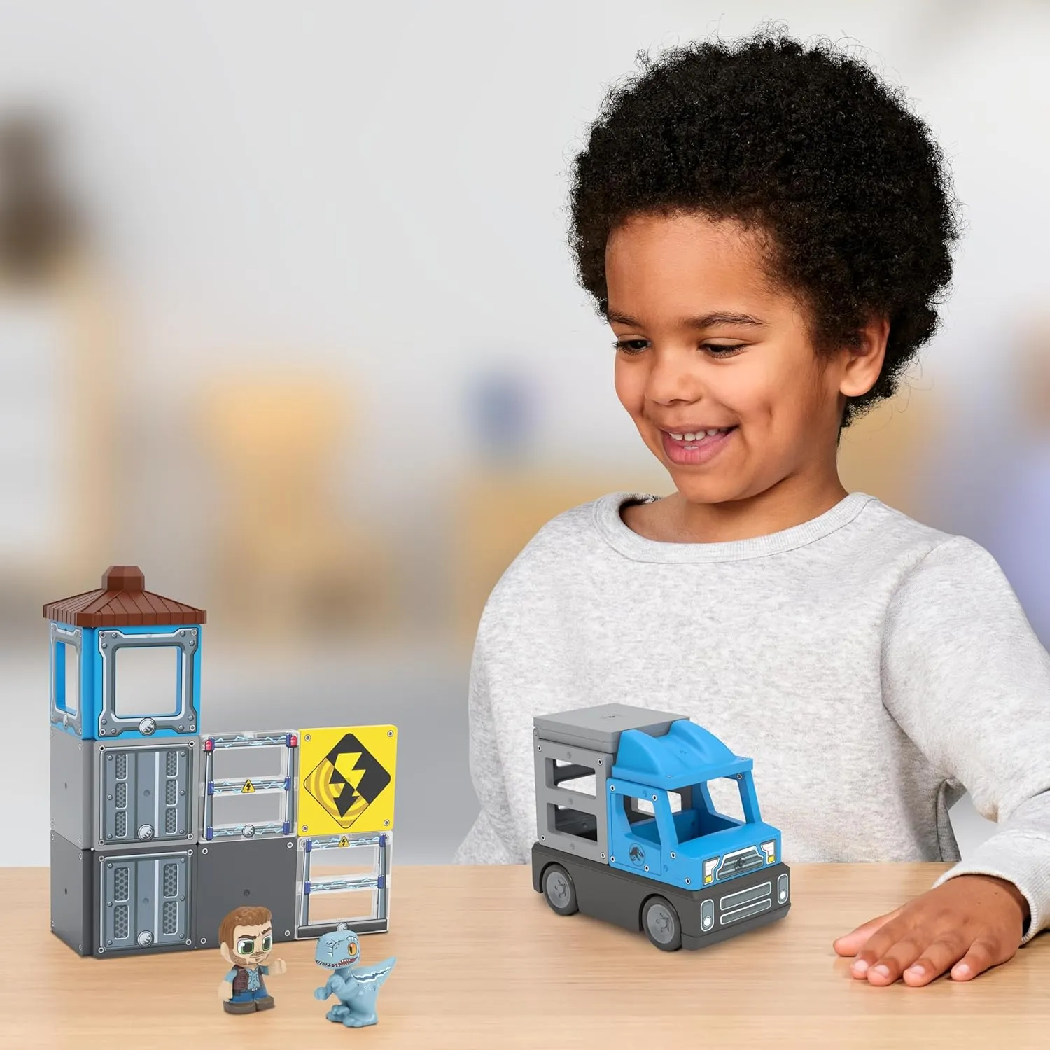 Tile Town Jurassic World Dino Rescue Magnetic Tiles Building Set   Figures   Car, Kids 3-5 , New Action Tiles for Action Play, Realistic Builds, STEM Creative Toy