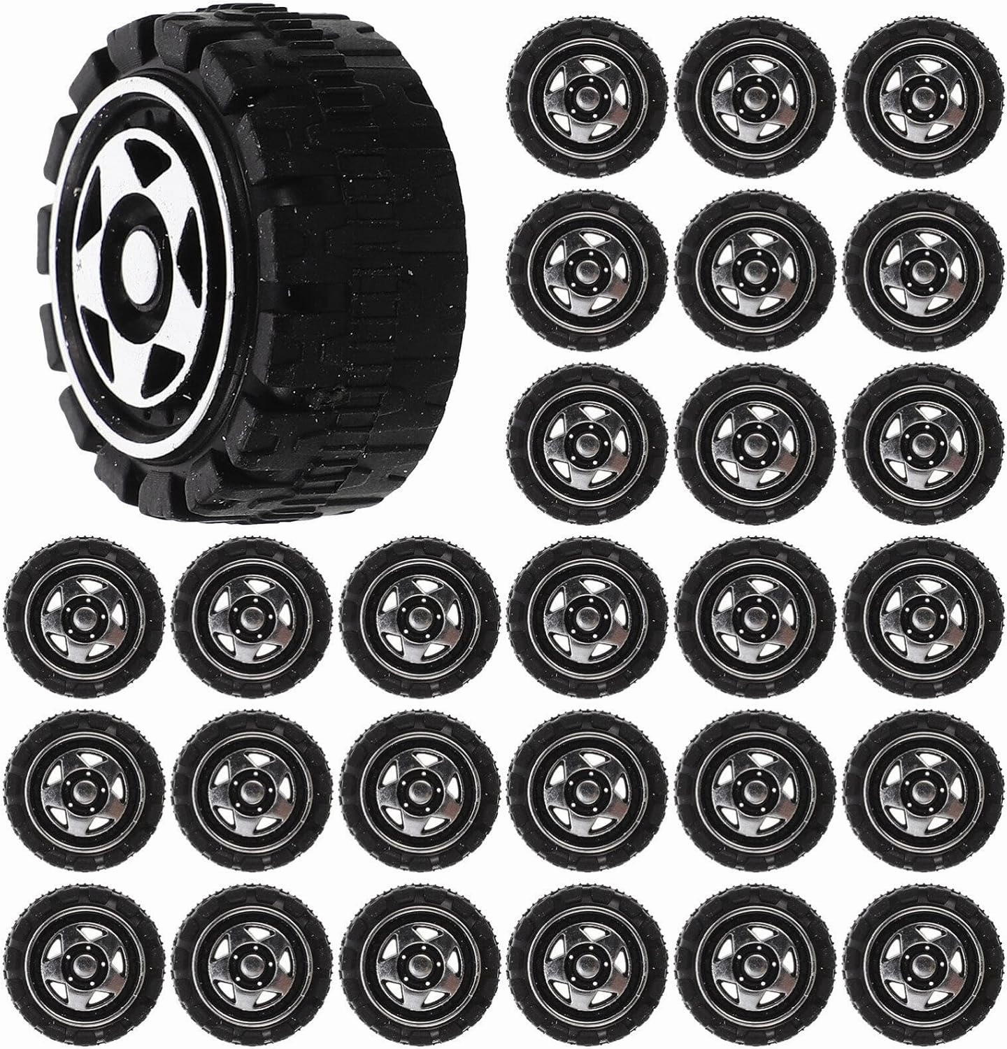 Tiny Rc Car - 50pcs Toy Tire Accessories Automotive Wheels Small Plastic Wheels Model Car Wheels Montessori Toys Toys Rc Car Wheels DIY Wheels Mini Car