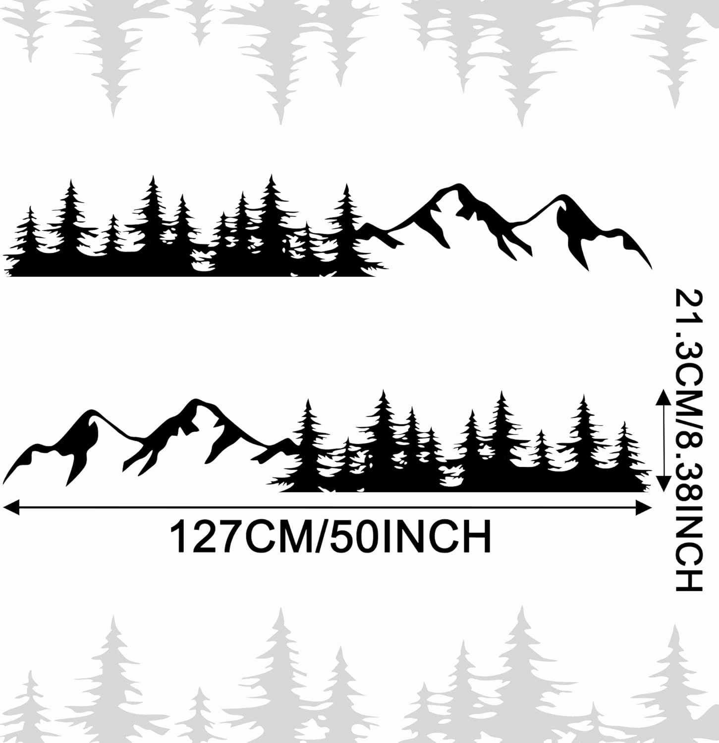 TOMALL 1 Pair Pine Tree Mountain Forest Vinyl Decals for Car Body Door Sides Universal Waterproof Tree Graphic Stickers Decoration for Vehicles Travel Trailer SUV Truck Off-Road (Small-Black)