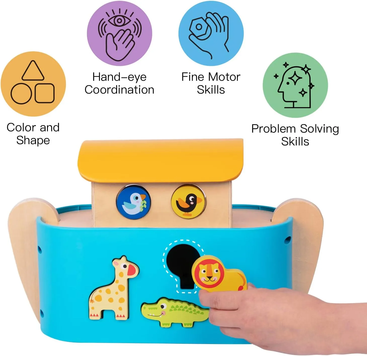 TOOKYLAND Noah's Ark Toy for Toddlers, Baptism Gifts for Boys and Girls, Wooden Animal Shape Sorter, Bible Story Toys with Book, Montessori Educational Toys for 2 3 4 Year Old