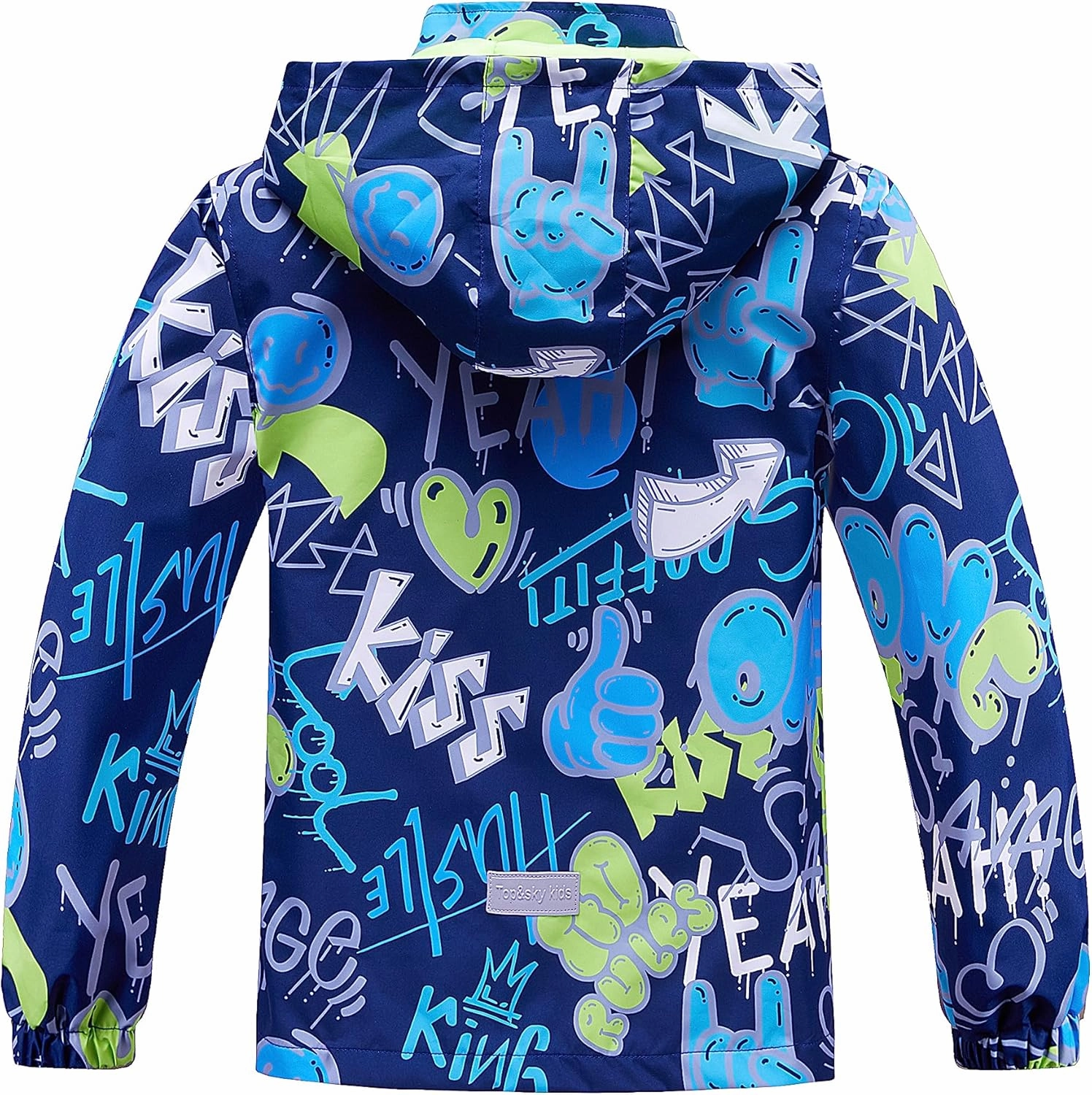 TOP&SKY KIDS Boys Dinosaur Rain Jacket Lightweight Waterproof Raincoats Windbreakers for Kids