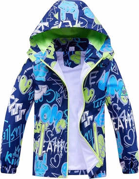 TOP&SKY KIDS Boys Dinosaur Rain Jacket Lightweight Waterproof Raincoats Windbreakers for Kids