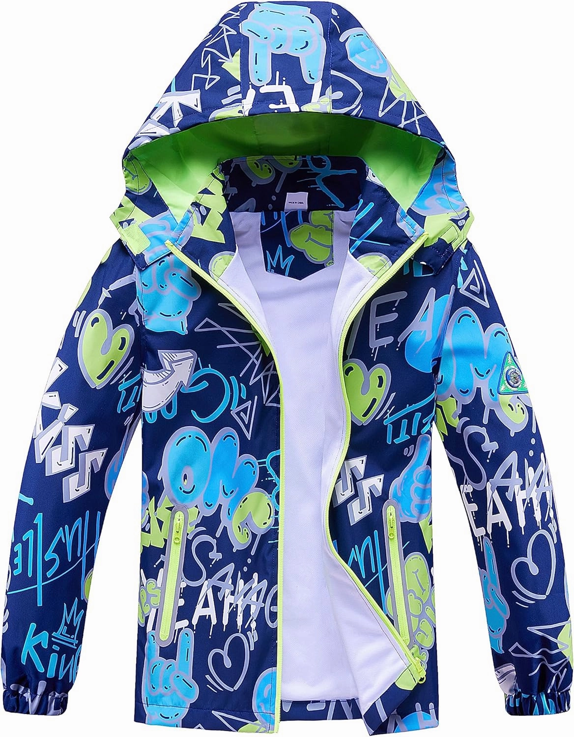 TOP&SKY KIDS Boys Dinosaur Rain Jacket Lightweight Waterproof Raincoats Windbreakers for Kids