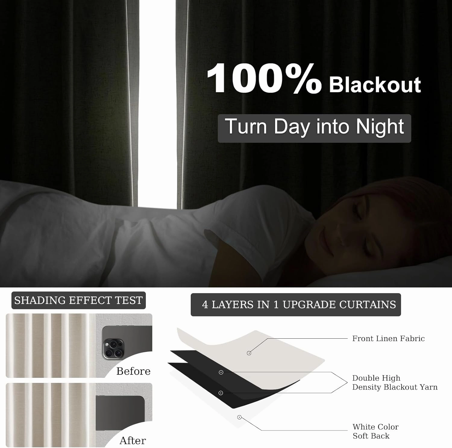 Topfinel 100 Inch Long Black Out Custom Drapery Panels, Cream White Blackout Off-White Curtains, Nursery Kids Heat Blocking Sound Block Tab Top Rod Pocket Curtains for Patio Bay Window Winter