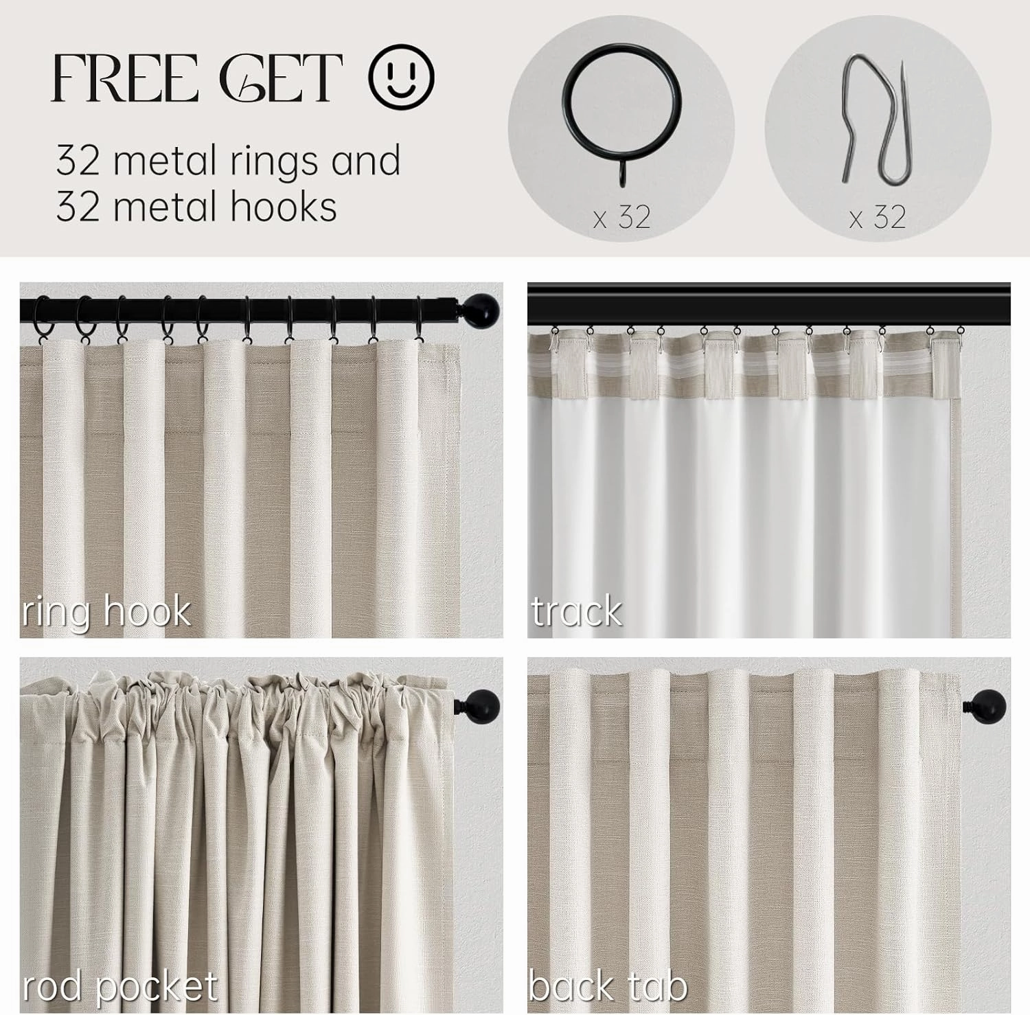 Topfinel 100 Inch Long Black Out Custom Drapery Panels, Cream White Blackout Off-White Curtains, Nursery Kids Heat Blocking Sound Block Tab Top Rod Pocket Curtains for Patio Bay Window Winter