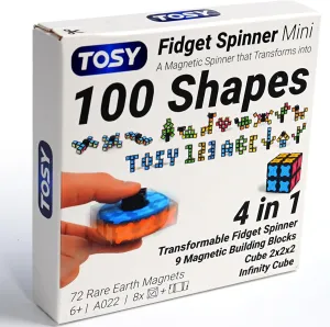 TOSY Magnet Fidget Spinner Mini - 8 blocks, 3 in 1 Toy: Transformable Fidget Spinner, Infinity Cube, 2x2 Puzzle Cube, Stress Relief, STEAM Sensory Magnet Tiles Birthday Gift for Kids/Boys/Girls/Adults