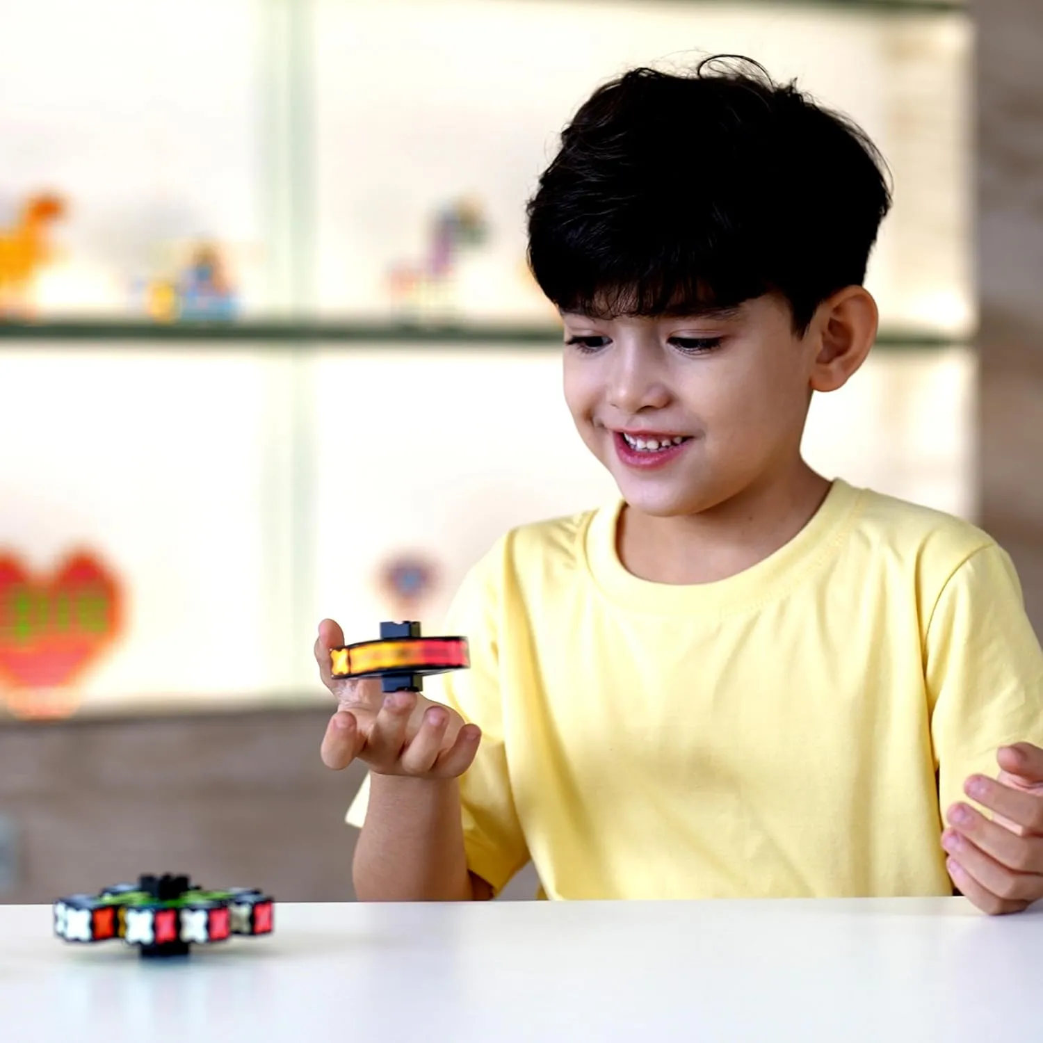 TOSY Magnet Fidget Spinner Mini - 8 blocks, 3 in 1 Toy: Transformable Fidget Spinner, Infinity Cube, 2x2 Puzzle Cube, Stress Relief, STEAM Sensory Magnet Tiles Birthday Gift for Kids/Boys/Girls/Adults