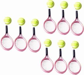 Totority 9 Sets Mini Tennis Racket Toy Silver Miniature Tennis Racket Photography Props for Boys and Girls