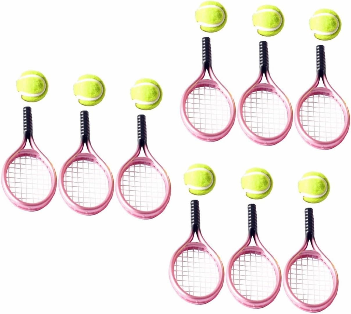 Totority 9 Sets Mini Tennis Racket Toy Silver Miniature Tennis Racket Photography Props for Boys and Girls