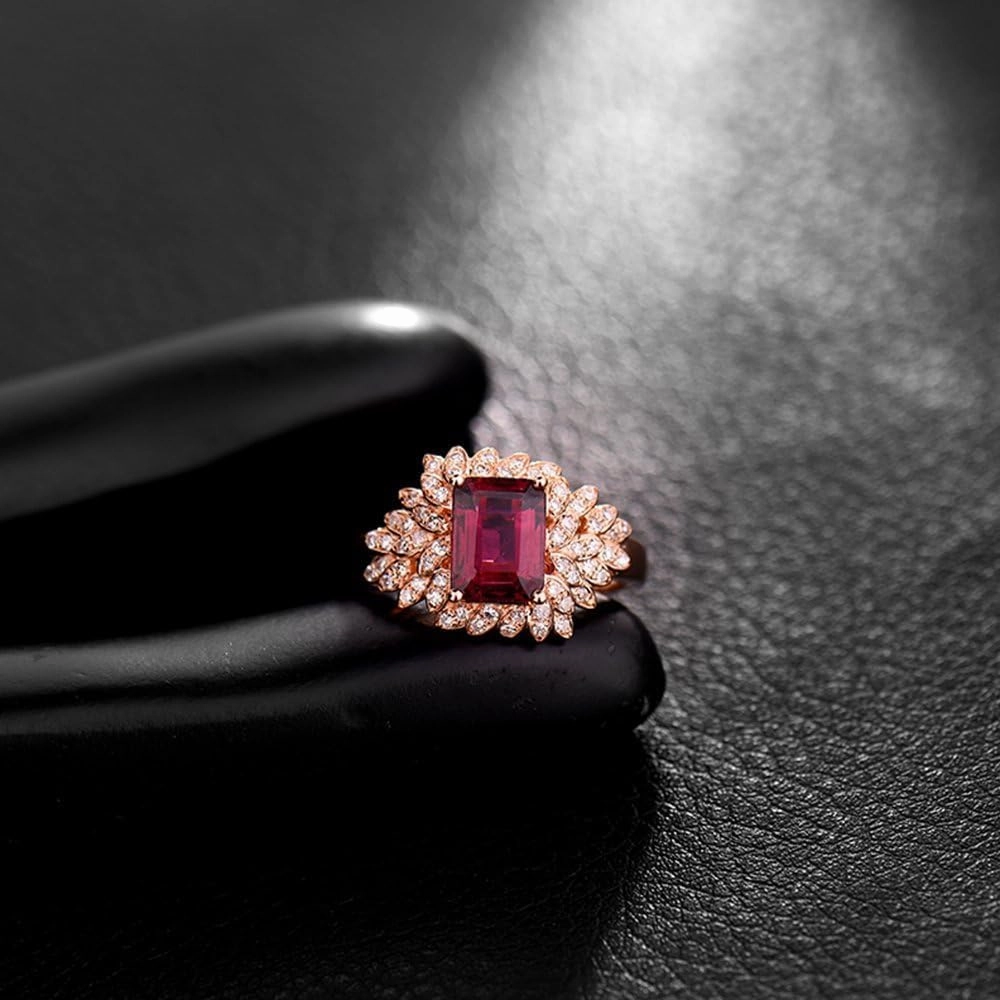 Tourmaline Ring For Women, 14K Rose Gold Rings - Pink Tourmaline Ring with Diamond, Natural Tourmaline Pink Gemstone Rings & Real Diamond Promise Rings For Her Engagement Ring