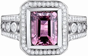 Tourmaline Ring For Women, 14K Solid White Gold Rings - Pink Tourmaline Ring with Diamond, Fashion 6x8mm Natural Tourmaline Pink Ring & Real Diamond Ring For Couple Engagement Ring