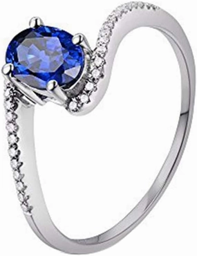 Tourmaline Ring For Women, 14K Solid White Gold Rings - Tourmaline Ring with Diamond, Natural Blue Tourmaline Rings & Real Diamond Gemstone Rings For Couple Engagement Ring