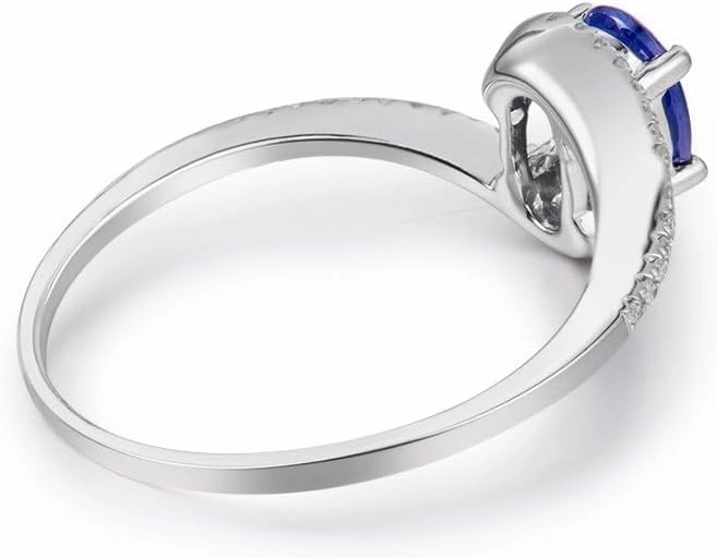 Tourmaline Ring For Women, 14K Solid White Gold Rings - Tourmaline Ring with Diamond, Natural Blue Tourmaline Rings & Real Diamond Gemstone Rings For Couple Engagement Ring