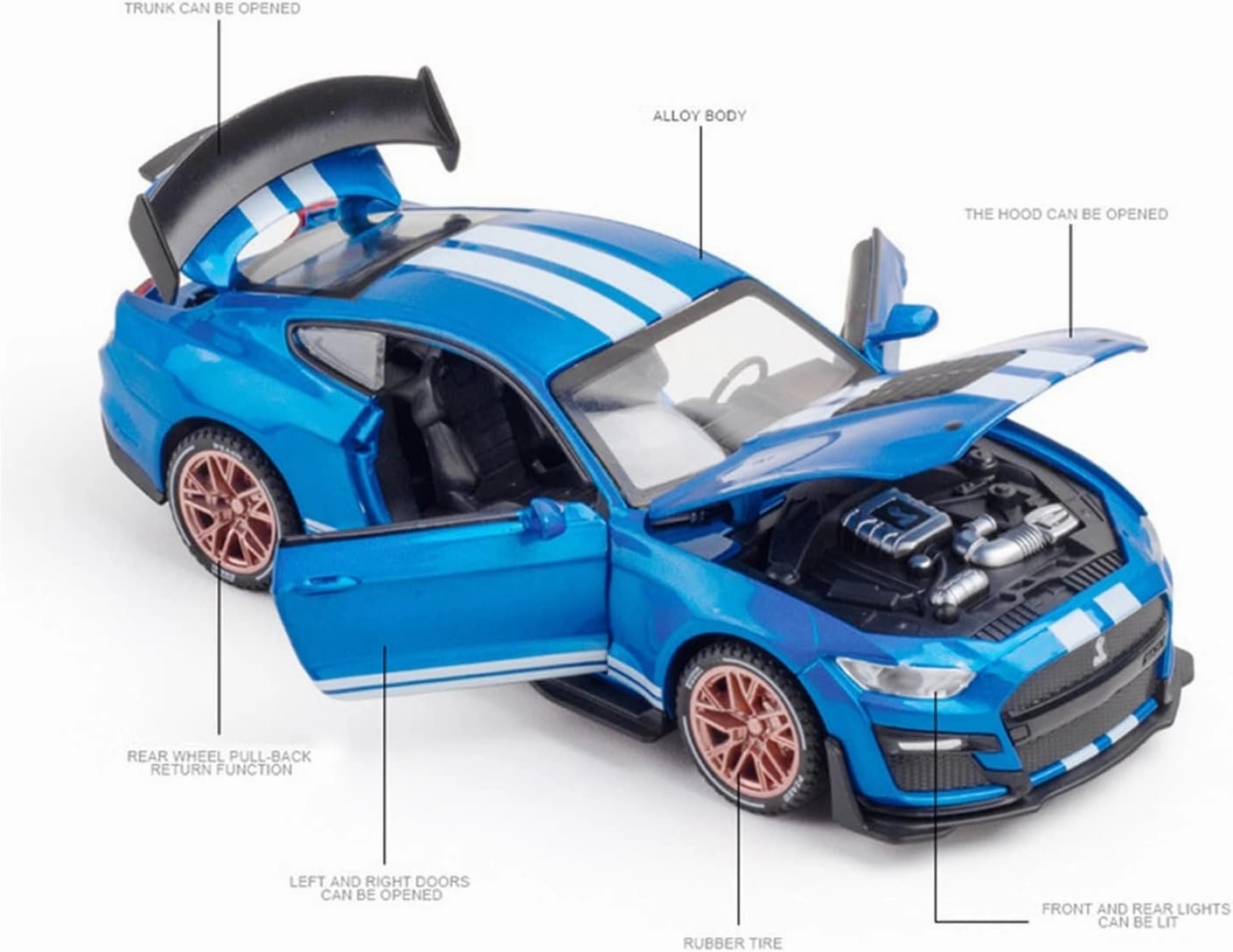 Toy car Model 1:32 for Ford Mustang Shelby GT500 Car Model Alloy Pull Back Kid Toy Gifts (Color : K11)