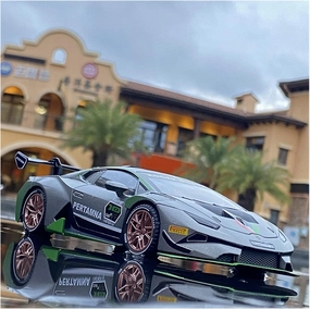Toy car Model 1:32 for Huracan ST EVO Alloy Sports Car Model Diecast Toy with Sound Light Kids Gift (Color : Gray)