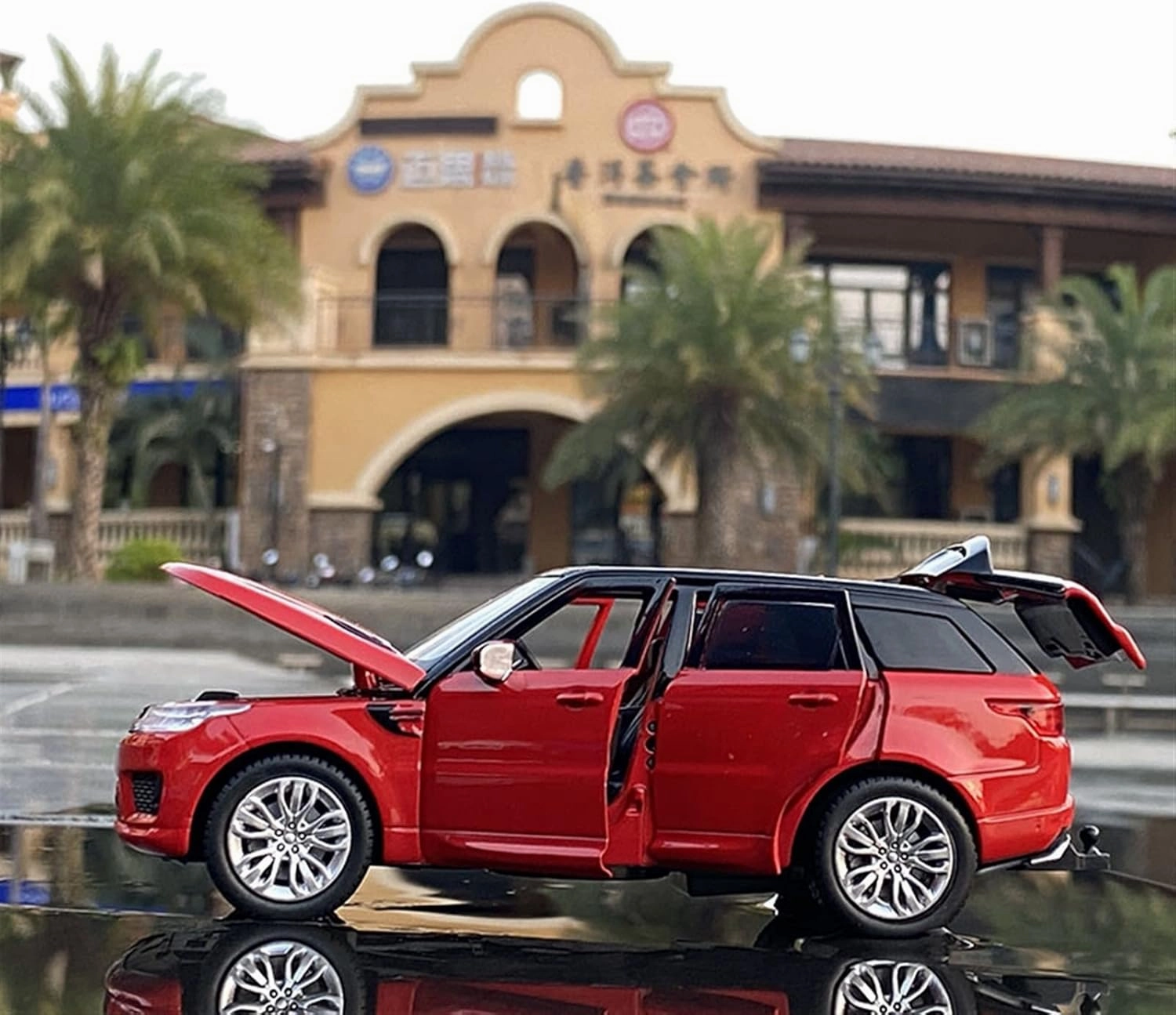 Toy car Model 1:32 for Range Rover Sports SUV Alloy Car Model Diecast Toy Simulation Sound and Light Toy Gift (Color : White)