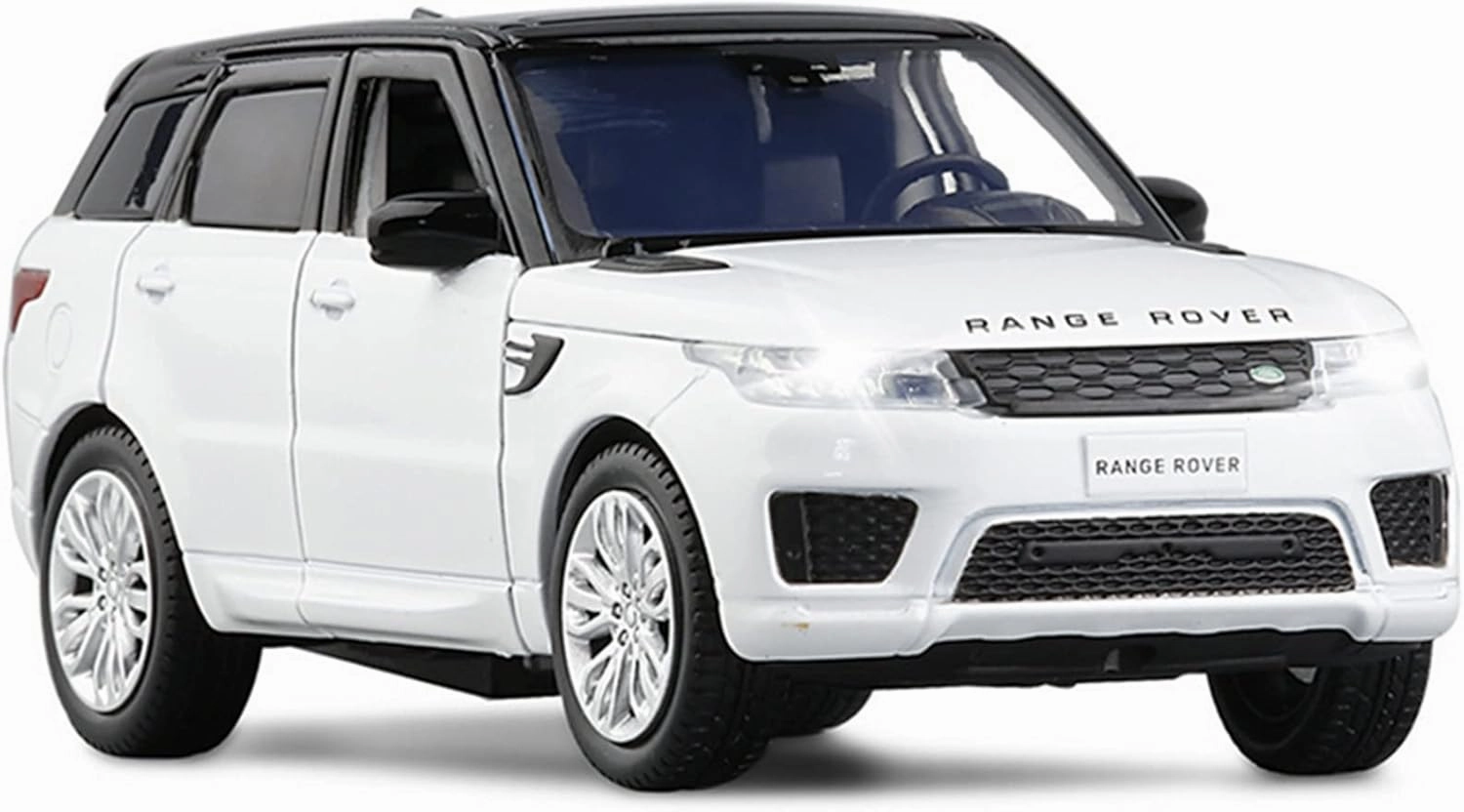 Toy car Model 1:32 for Range Rover Sports SUV Alloy Car Model Diecast Toy Simulation Sound and Light Toy Gift (Color : White)