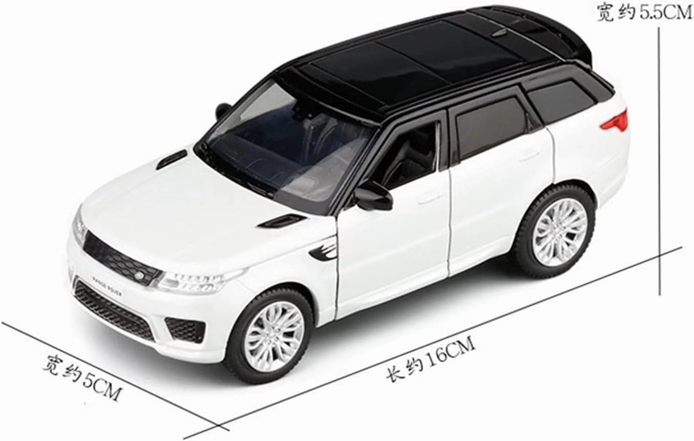 Toy car Model 1:32 for Range Rover Sports SUV Alloy Car Model Diecast Toy Simulation Sound and Light Toy Gift (Color : White)