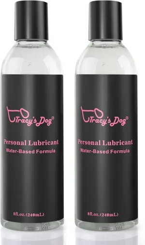 Tracy's Dog Water Based Lube, Lubricant for Men, Women & Couples 8oz (2 Pcs)