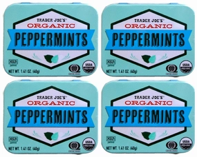 Trader Joe's Organic Peppermints, 1.41 oz Tin (Pack of 4) Gluten Free Vegan