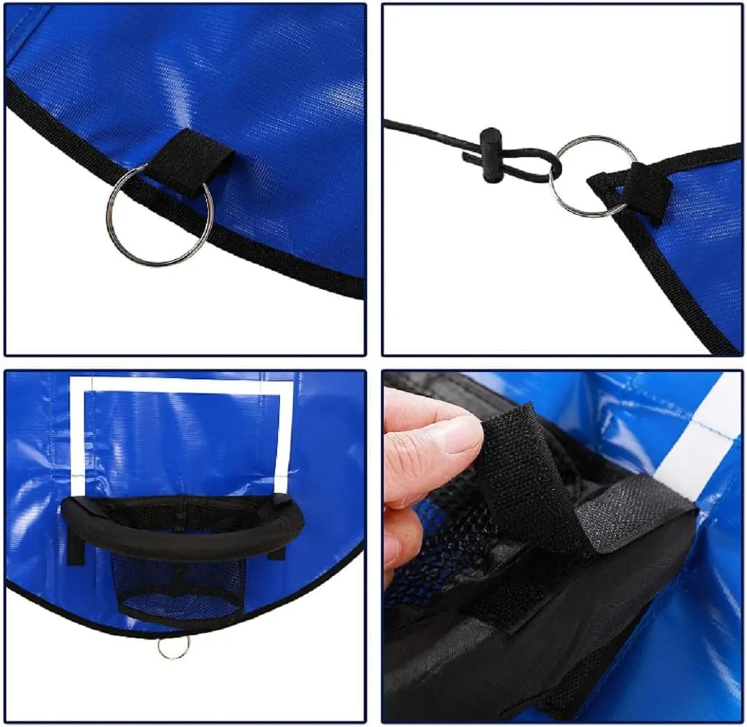 Trampoline Basketball Hoop with Pump and Mini Ball Easy to Assemble Sturdy for Dunk Fit (Blue)