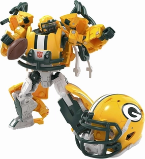 TRANSFORMERS NFL Green Bay Packers Tundra Prime 5.5-Inch Action Figure Changes from Robot to Helmet, Football Toys for Ages 8 