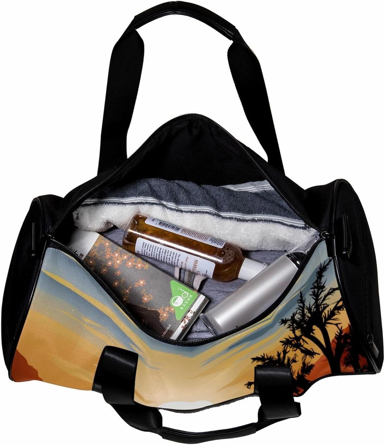 Travel Bag,Mens Gym Bag,Womens Gym Bag,Dinosaur Lake Mountain Trees,Sports Bag