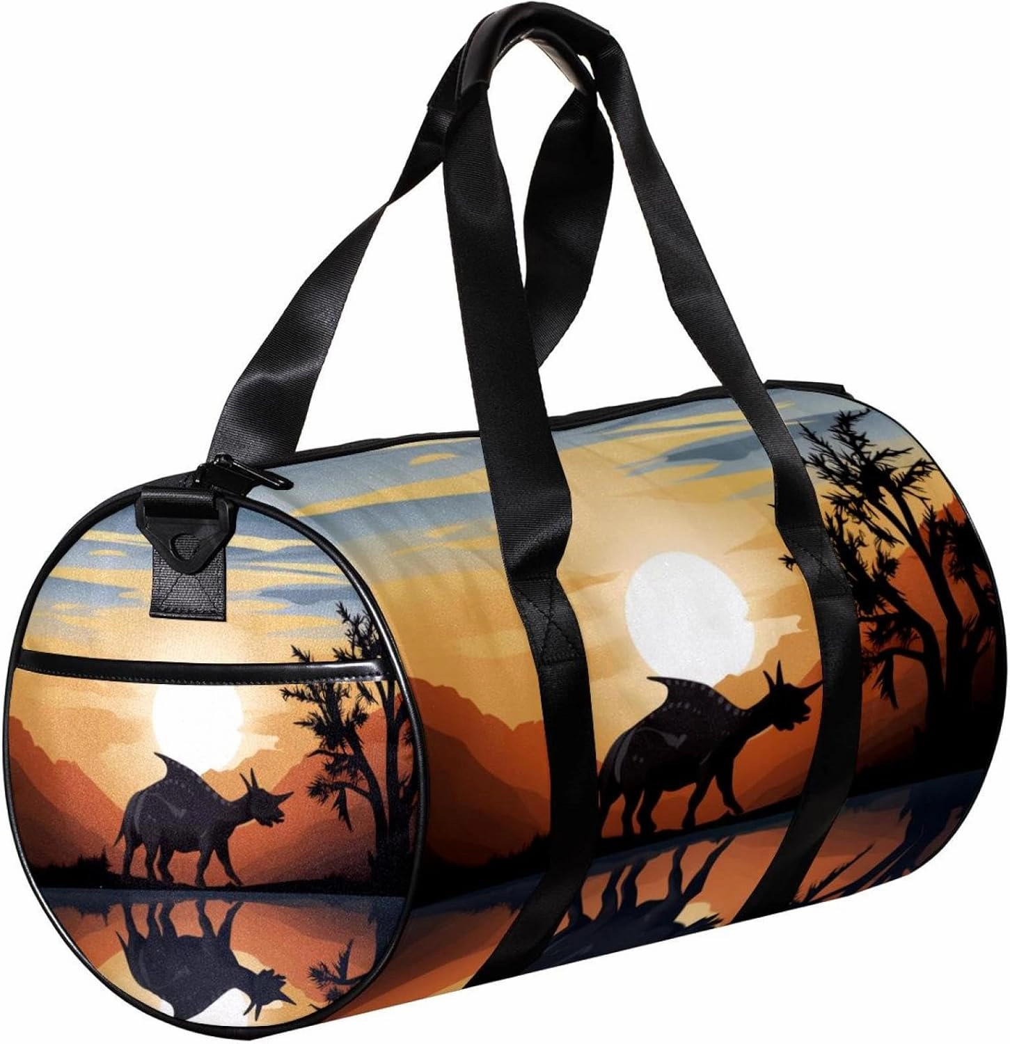 Travel Bag,Mens Gym Bag,Womens Gym Bag,Dinosaur Lake Mountain Trees,Sports Bag