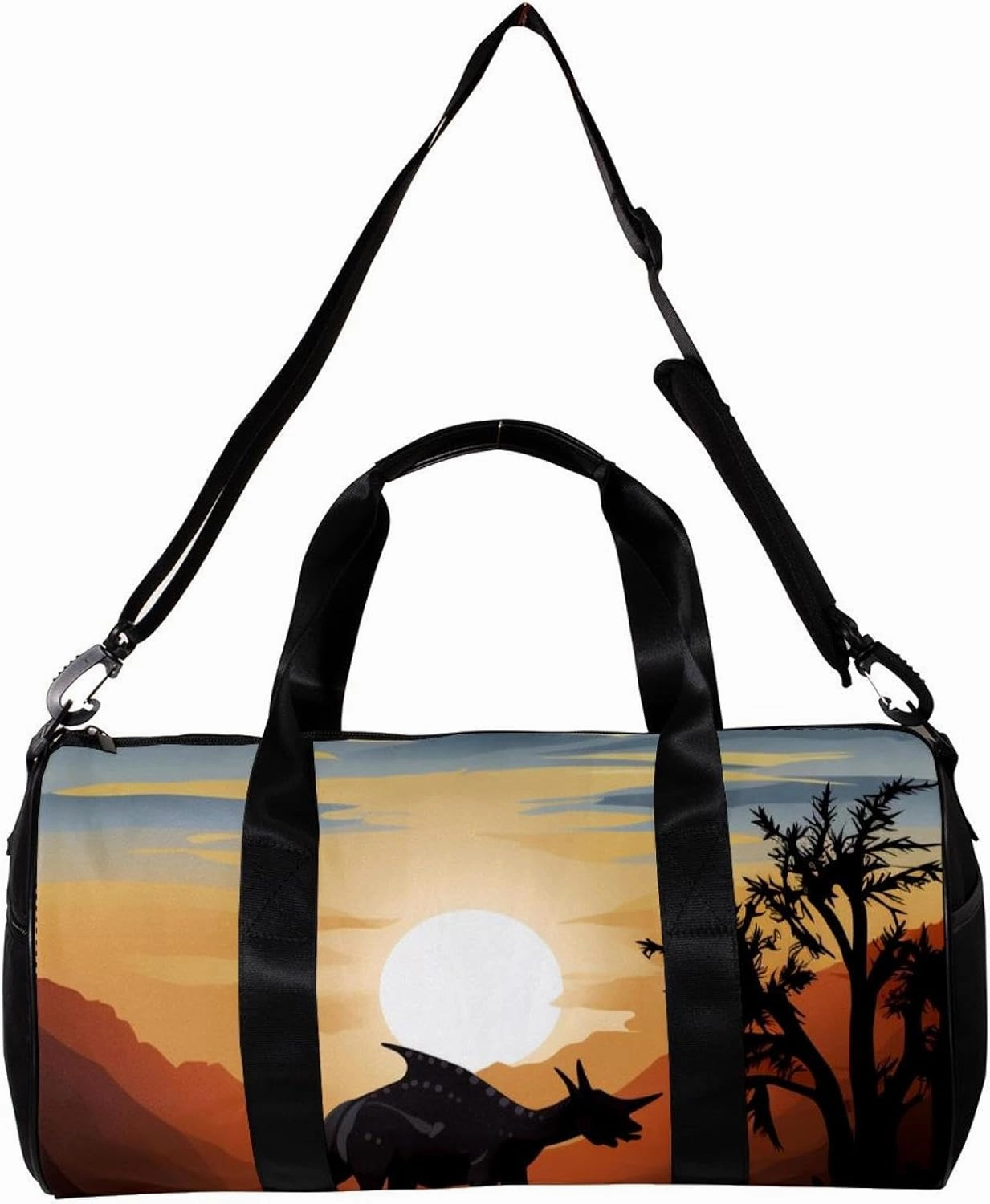 Travel Bag,Mens Gym Bag,Womens Gym Bag,Dinosaur Lake Mountain Trees,Sports Bag