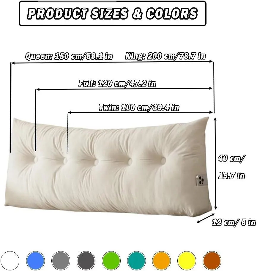 Triangular Wedge Headboard Pillows Twin Dorm Headboard Pillow Long Backrest Positioning Support for Sleeping Back Pillow for Bed Sitting Up Wedge Pillow Reading Bed Lumbar Pillow
