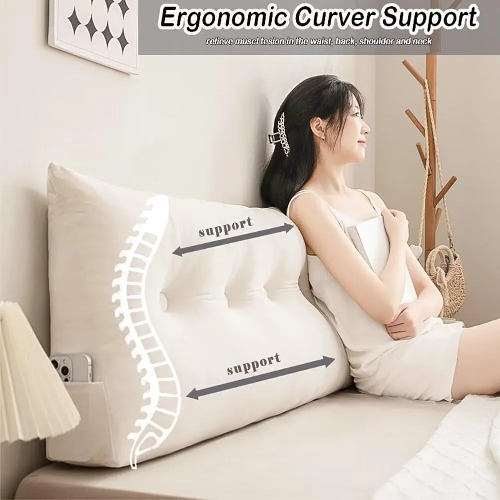 Triangular Wedge Headboard Pillows Twin Dorm Headboard Pillow Long Backrest Positioning Support for Sleeping Back Pillow for Bed Sitting Up Wedge Pillow Reading Bed Lumbar Pillow