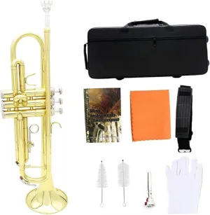 Trumpets for Beginner Bb Trumpet Brass Body Trumpette Professional Musical Trompeta Wind Instrument With Case Parts & Accessories(Gold)