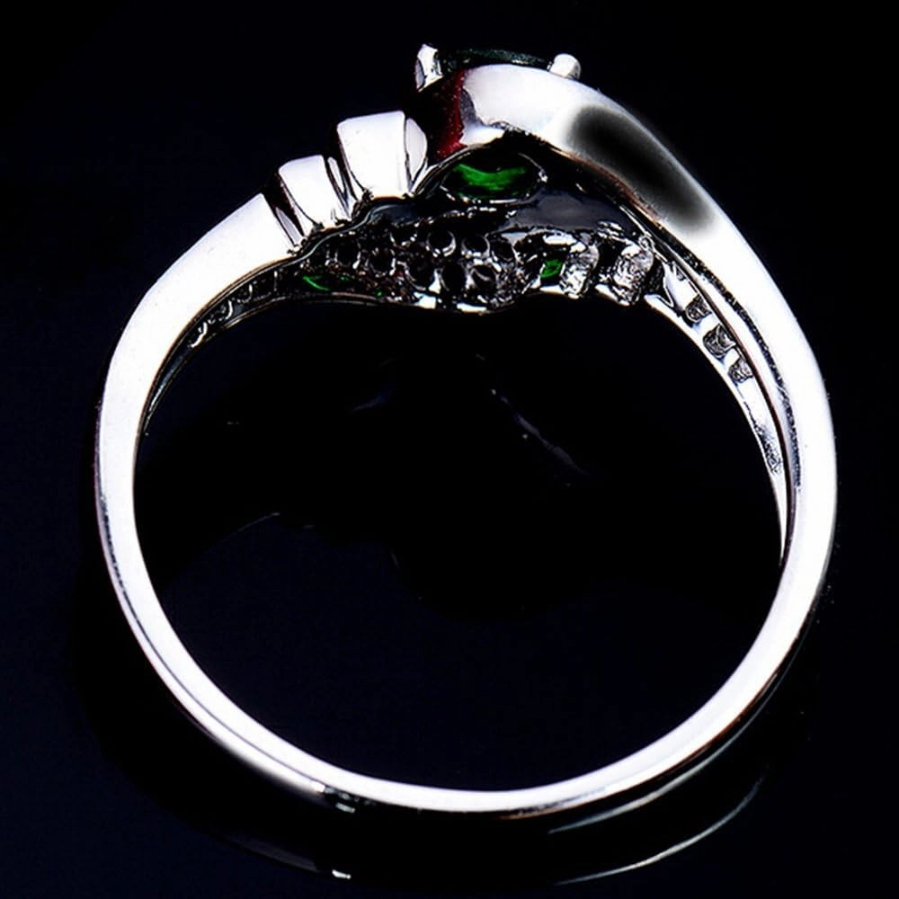 Tsavorite Diamond Rings For Women, 14K White Gold Rings - Green Gemstone Ring, Natural Tsavorite Gemstone Rings & Real Diamond Fashion Rings For Couple Engagement Ring