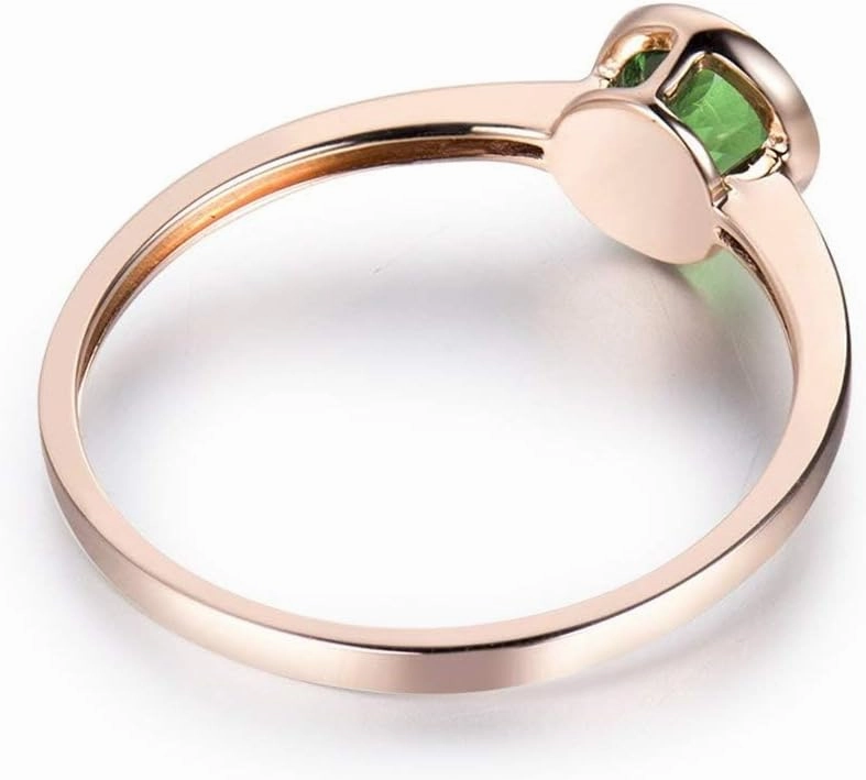 Tsavorite Rings For Women, 14K Rose Gold Rings - Green Gemstone Rings, Natural Tsavorite Green Stone Rings For Couple Engagement Ring & Wedding Band