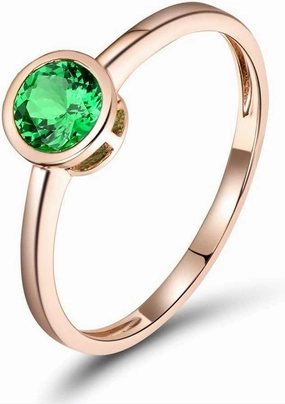 Tsavorite Rings For Women, 14K Rose Gold Rings - Green Gemstone Rings, Natural Tsavorite Green Stone Rings For Couple Engagement Ring & Wedding Band