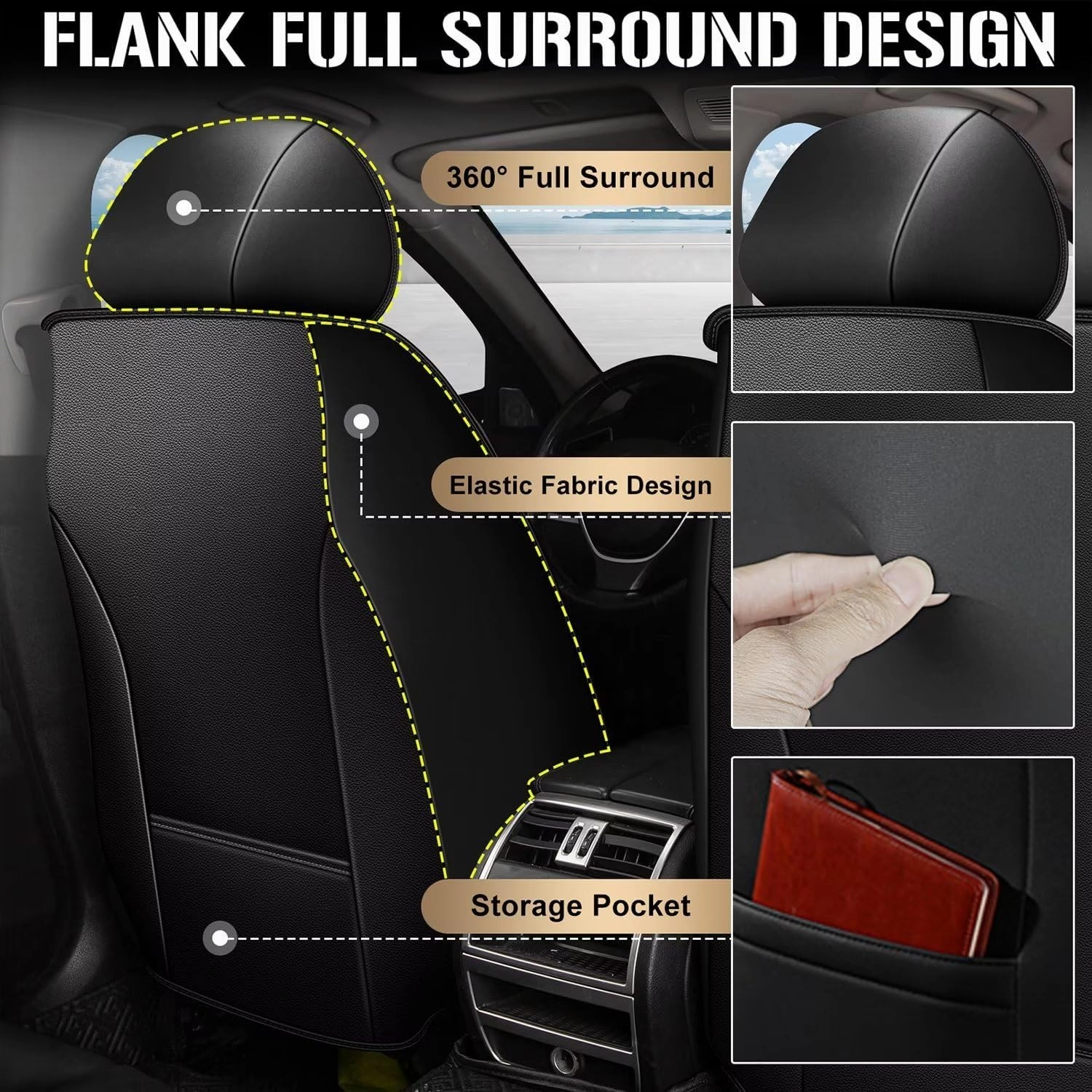 TTX LIGHTING 2 Front Car Seat Covers Fit for 2019-2024 2025 Subaru Ascent, Auto Set Seat Cushion Protector Waterproof Faux Leather Vehicle Cushion Cover Compatible with Airbag (White&Dark Grey)