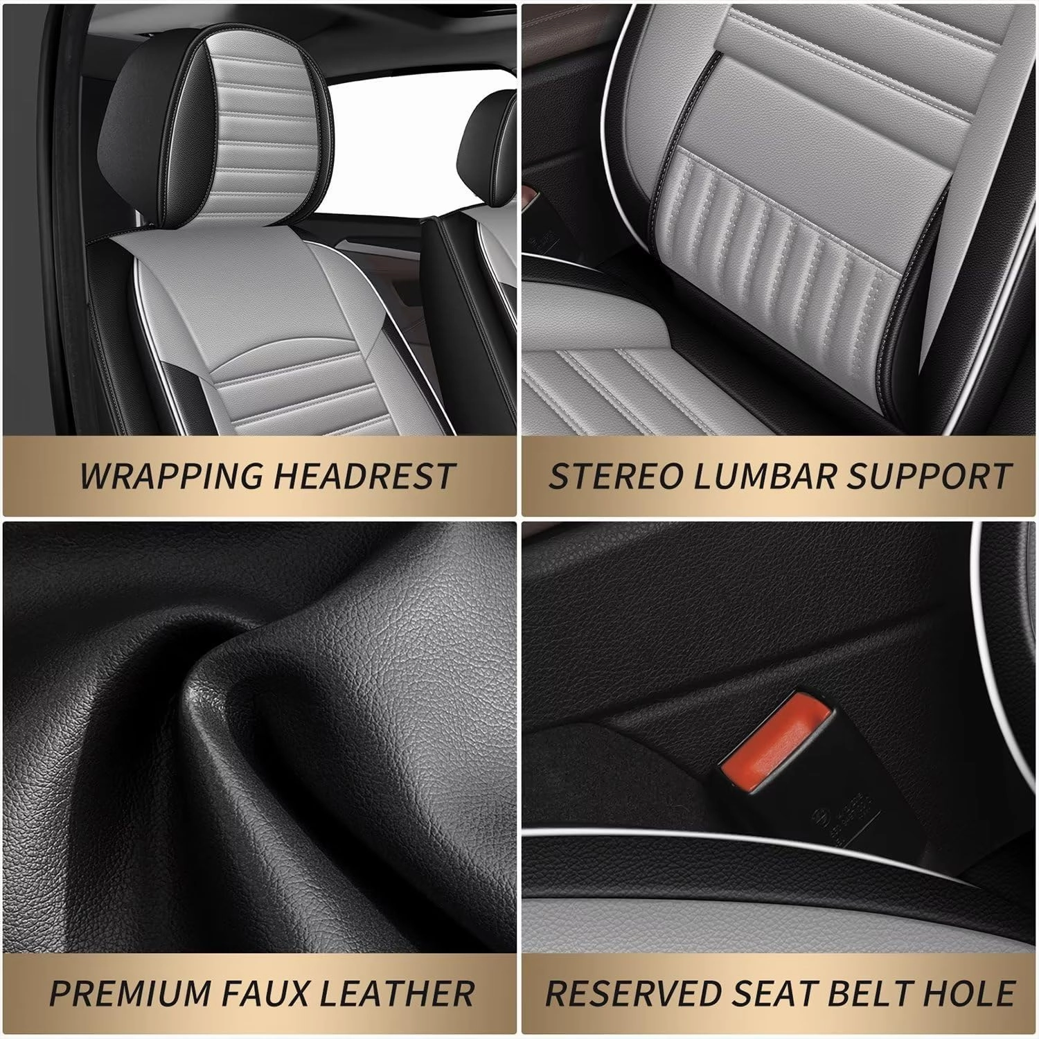 TTX LIGHTING 2 Front Car Seat Covers Fit for 2019-2024 2025 Subaru Ascent, Auto Set Seat Cushion Protector Waterproof Faux Leather Vehicle Cushion Cover Compatible with Airbag (White&Dark Grey)