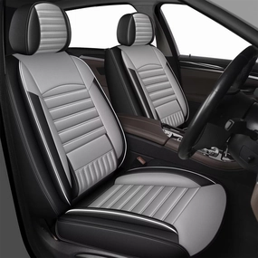 TTX LIGHTING 2 Front Car Seat Covers Fit for 2019-2024 2025 Subaru Ascent, Auto Set Seat Cushion Protector Waterproof Faux Leather Vehicle Cushion Cover Compatible with Airbag (White&Dark Grey)