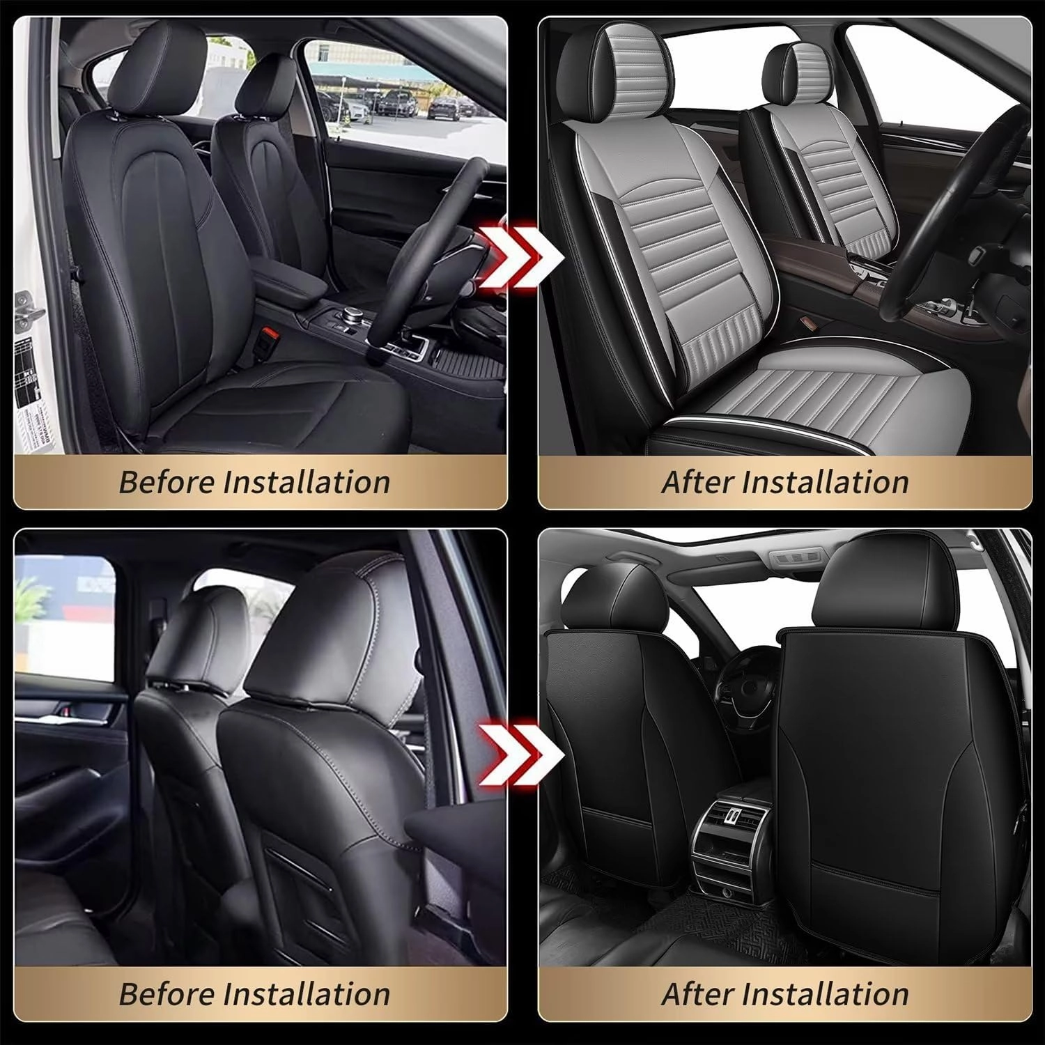 TTX LIGHTING 2 Front Car Seat Covers Fit for 2019-2024 2025 Subaru Ascent, Auto Set Seat Cushion Protector Waterproof Faux Leather Vehicle Cushion Cover Compatible with Airbag (White&Dark Grey)
