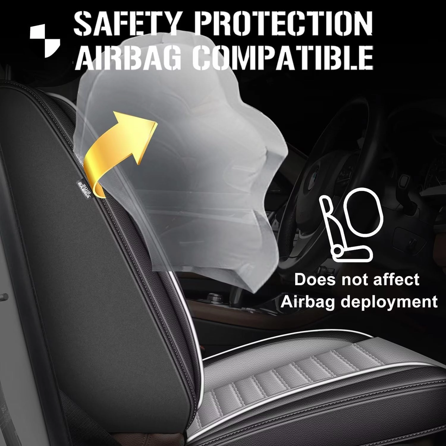 TTX LIGHTING 2 Front Car Seat Covers Fit for 2019-2024 2025 Subaru Ascent, Auto Set Seat Cushion Protector Waterproof Faux Leather Vehicle Cushion Cover Compatible with Airbag (White&Dark Grey)