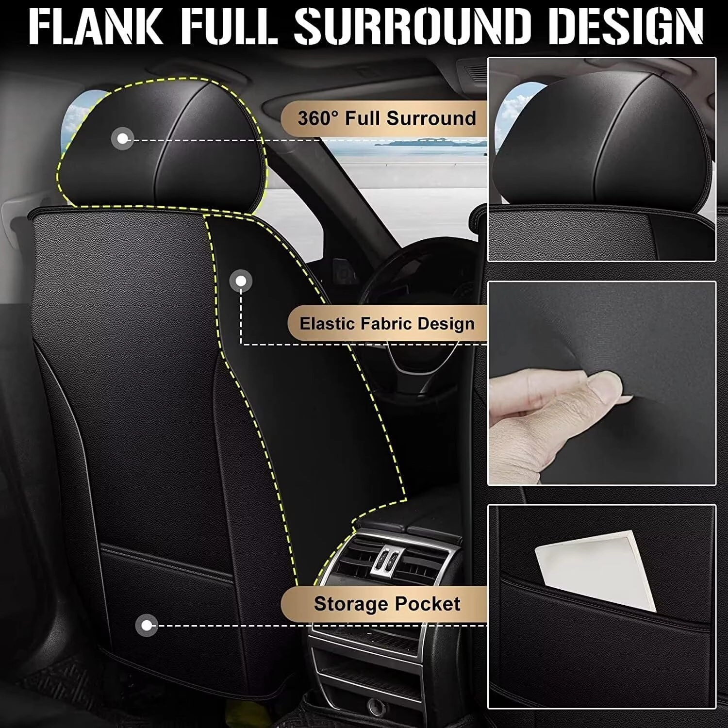 TTX LIGHTING Seat Cover Fit for 2019-2024 2025 Subaru Ascent Full Set Seat Covers 5 Seats Seat Cushion Waterproof Faux Leather Compatible with Airbag（Black）