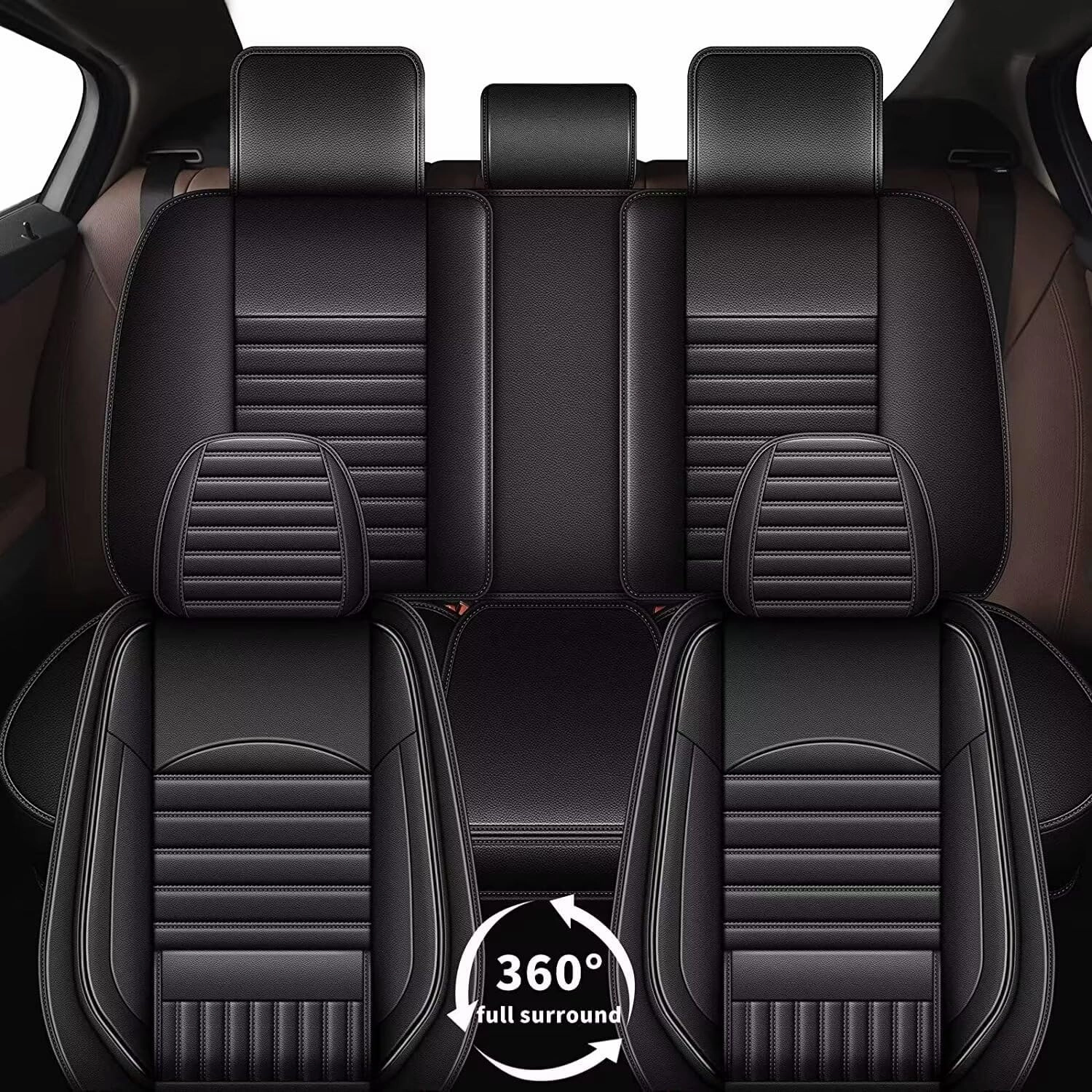 TTX LIGHTING Seat Cover Fit for 2019-2024 2025 Subaru Ascent Full Set Seat Covers 5 Seats Seat Cushion Waterproof Faux Leather Compatible with Airbag（Black）